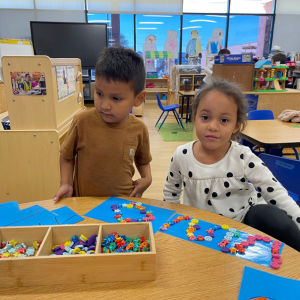 Students at art table